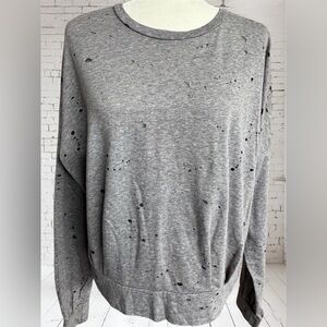 Michael Lauren Downey Crewneck Long Sleeve Shirt Destroyed Pullover Top Size Med